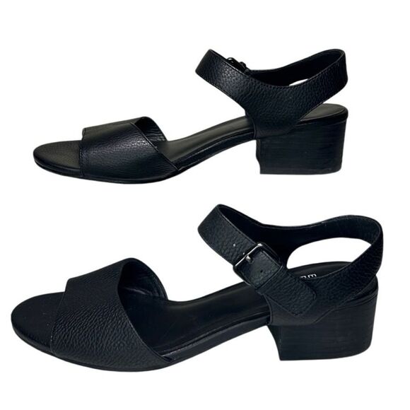 Eileen Fisher - Block Heeled Sandals, Strappy, Pebbled Leather - Size 8, Black - Picture 9 of 14